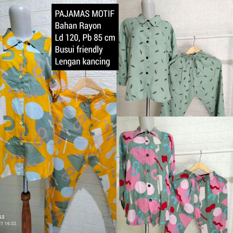 PAJAMAS RAYON MOTIF/PAJAMAS MOTIF/PAJAMAS MURAH/PAJAMAS BUSUI/PAJAMAS KEKINIAN/ONE SET PAJAMAS