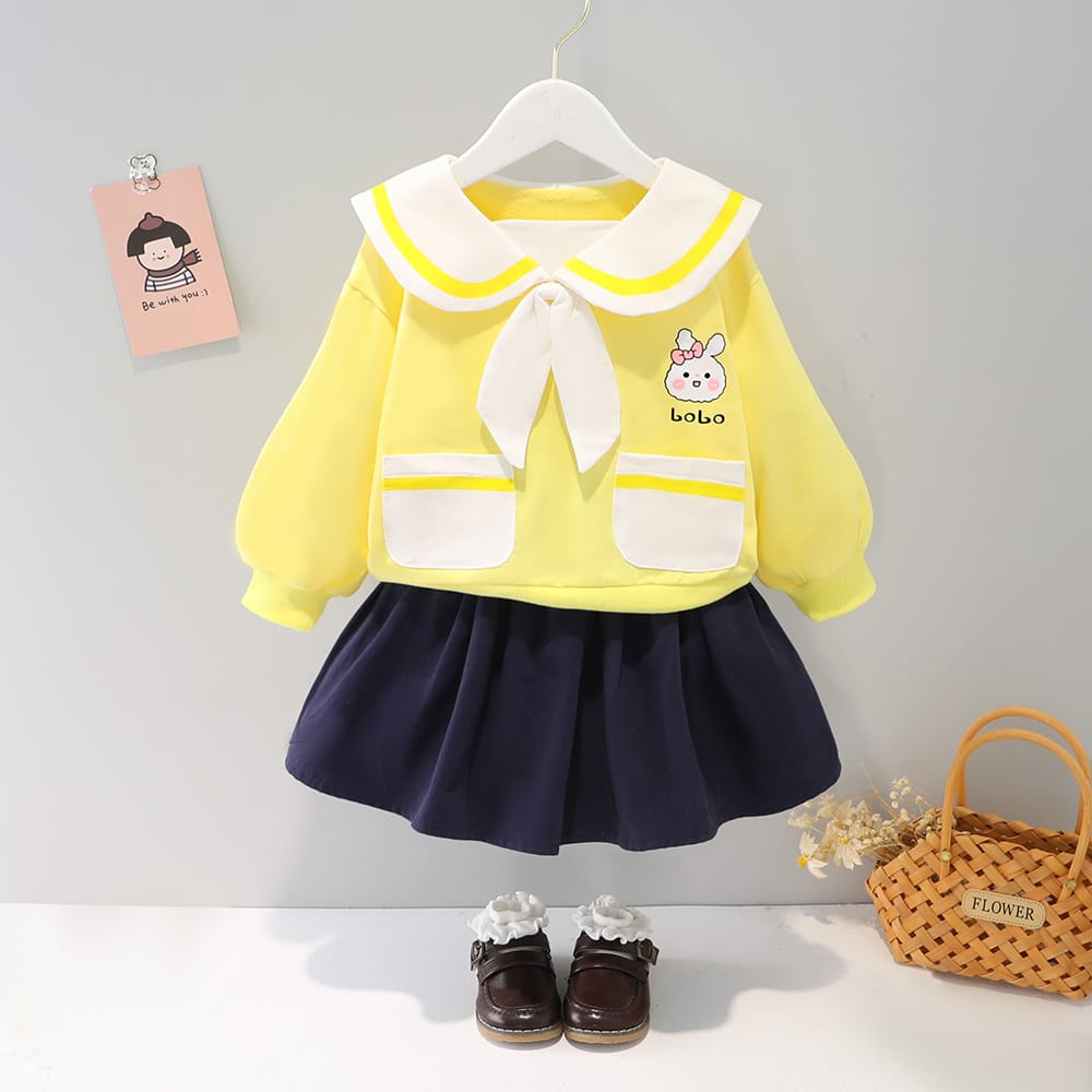 Zahra Setelan Anak Perempuan Bobo Set Bahan Fleece | Pakaian Anak Kekinian Umur 1-5 Tahun