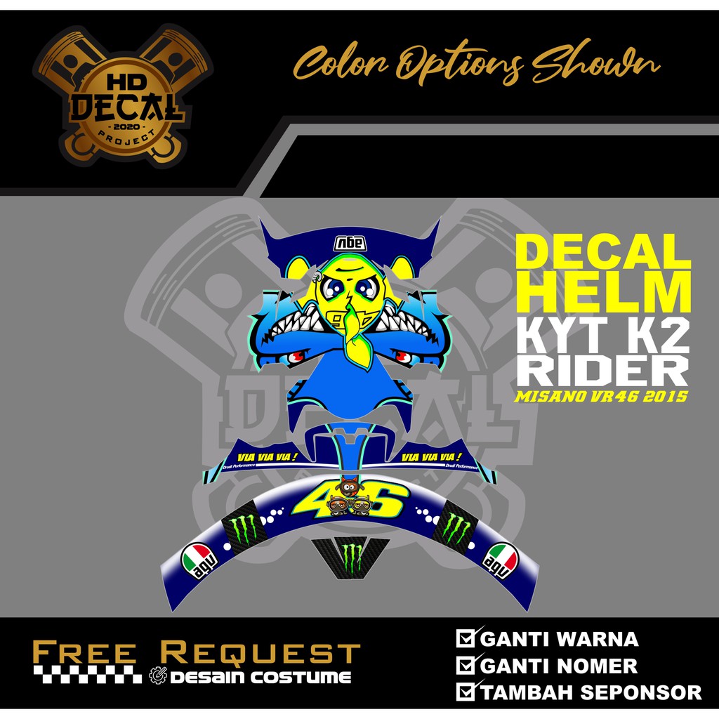 Decal sticker helm KYT K2R misano