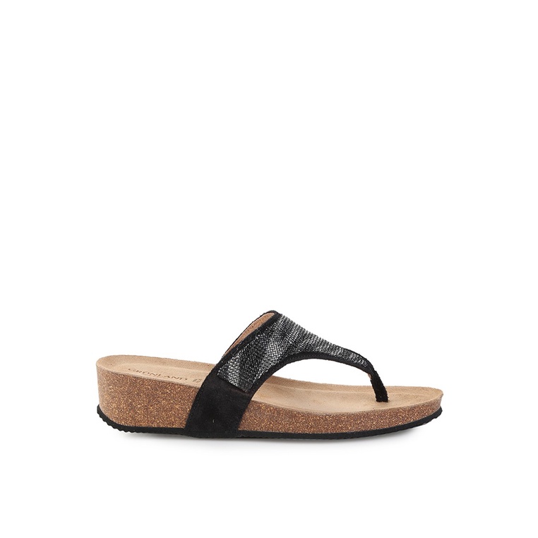 SANDAL JEPIT KULIT GRUNLAND WANITA ORIGINAL FLAT CASUAL HITAM GRW03