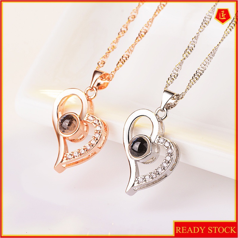 [Ready Stock]Fashion Simple 925 Silver Plated Heart-Shaped Diamond Necklace