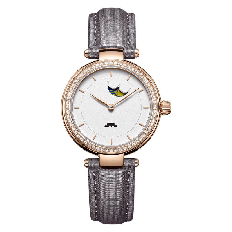 Jam Tangan Wanita Beijing BL020007 Inspiration Ladies White Dial Grey Leather Strap