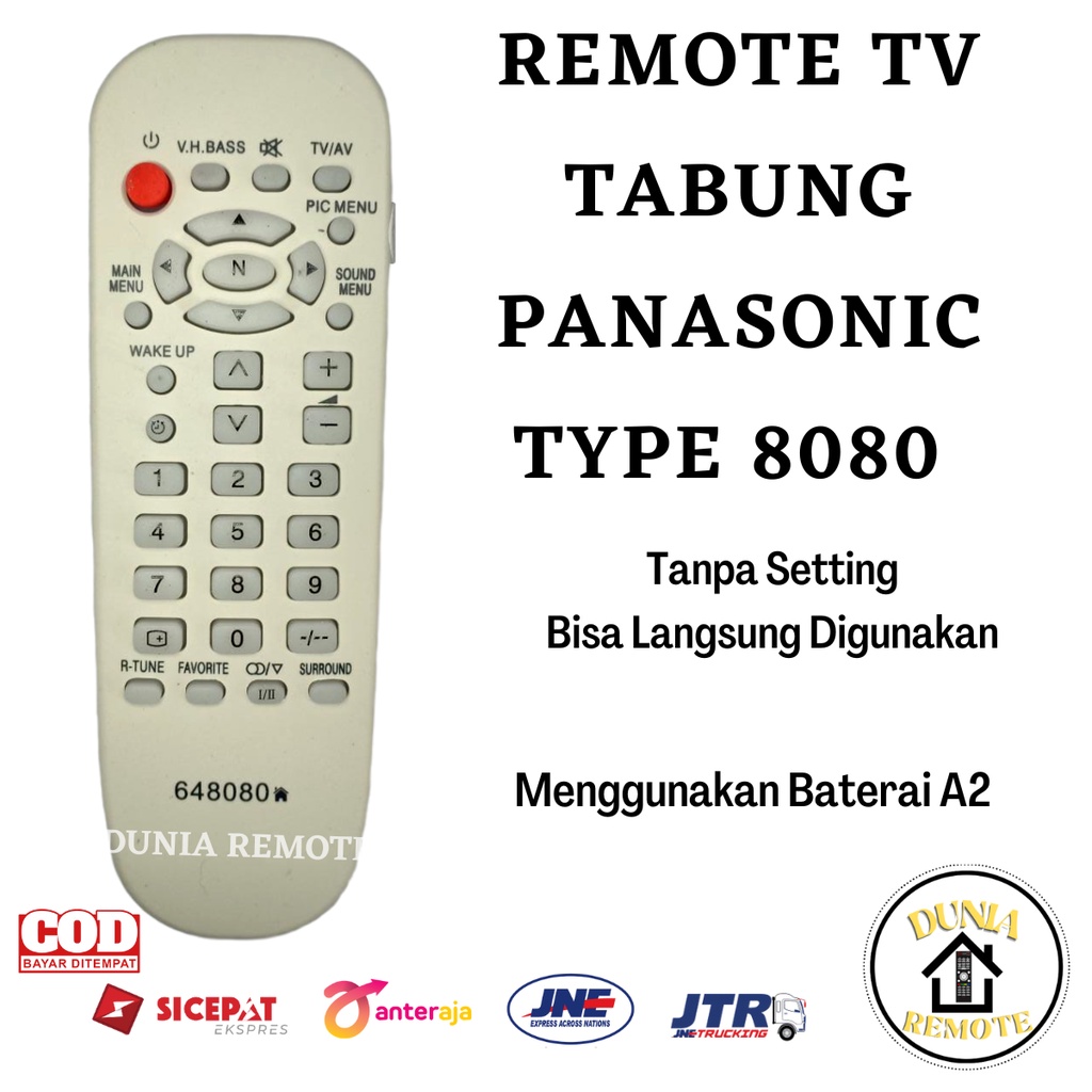 Remot / Remote TV Panasoni Tabung 8080 tanpa setting