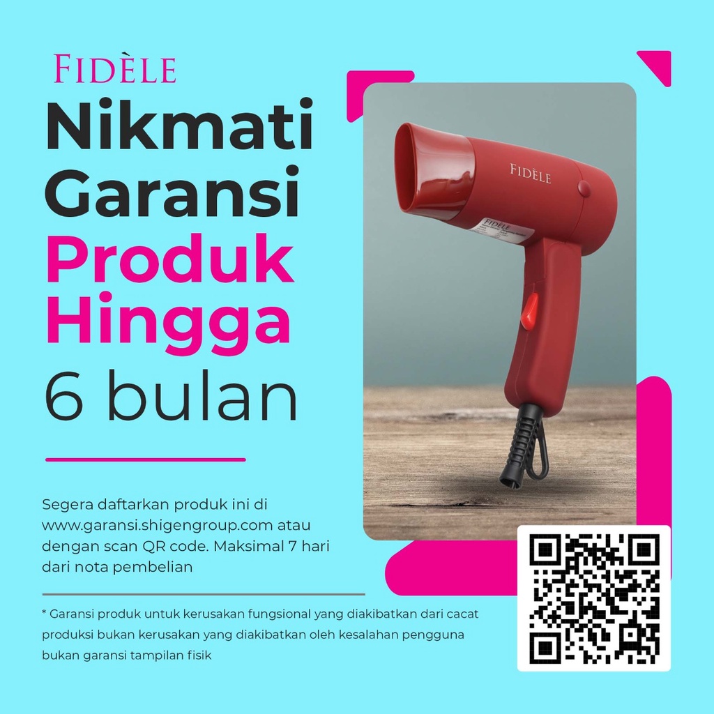 FIDÉLE DryCare HairDryer / Hair Dryer FD 3063 Garansi Resmi FIDÉLE