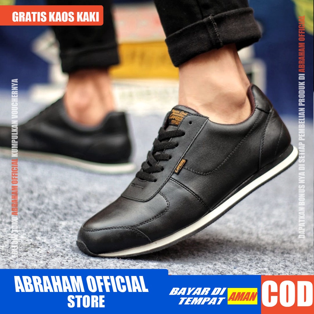 ABRHM MORLEY Sepatu Casual Sneakers Pria Sepatu Pria Casual Sneaker Kulit Asli Sepatu Cowok/Cowo Sepatu Kasual Semi Formal Kerja Running Kuliah Gaya Santai Keren Kekinian Original Murah Terlaris