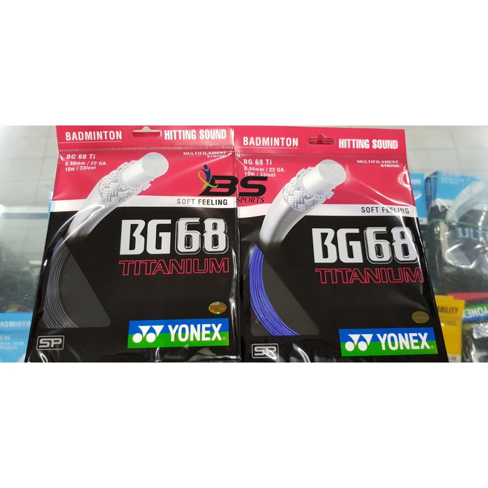 Dijual SENAR RAKET BADMINTON YONEX BG68 BG 68 TI TITANIUM ORI ORIGINAL 100% Diskon