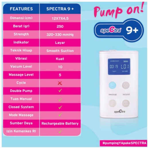 Promo Breast Pump Spectra 9 plus 9+ Pompa Asi original New Motor Hospital Grade