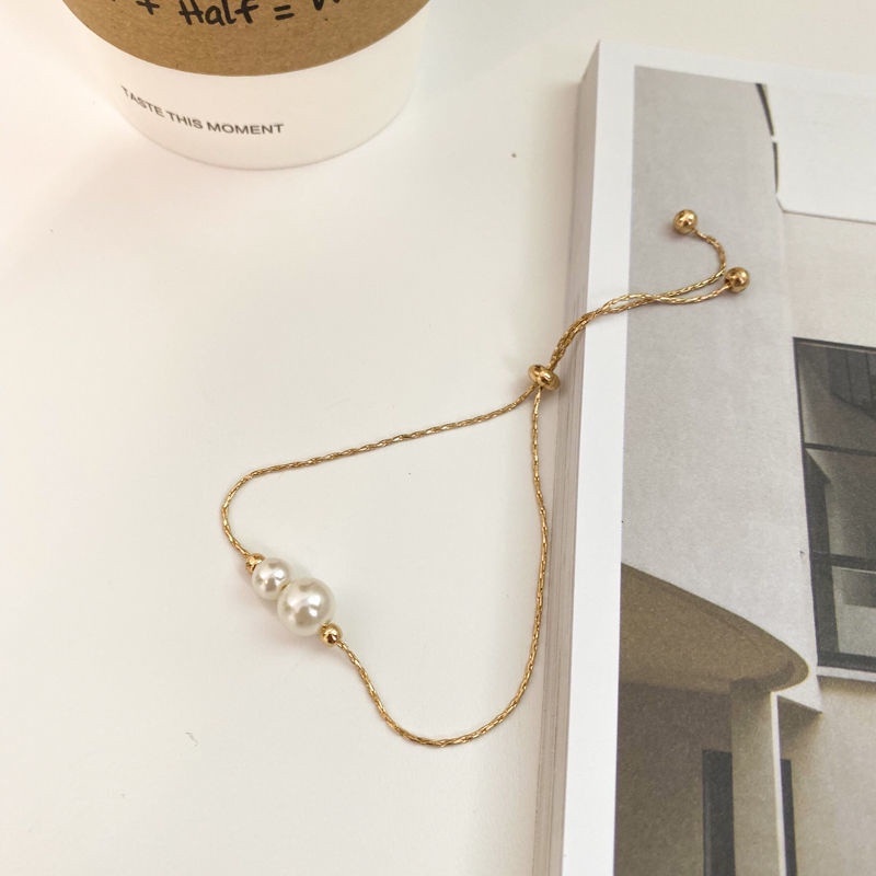 Zomi Gelang Mutiara Gaya Korea Simple Adjustable Untuk Wanita