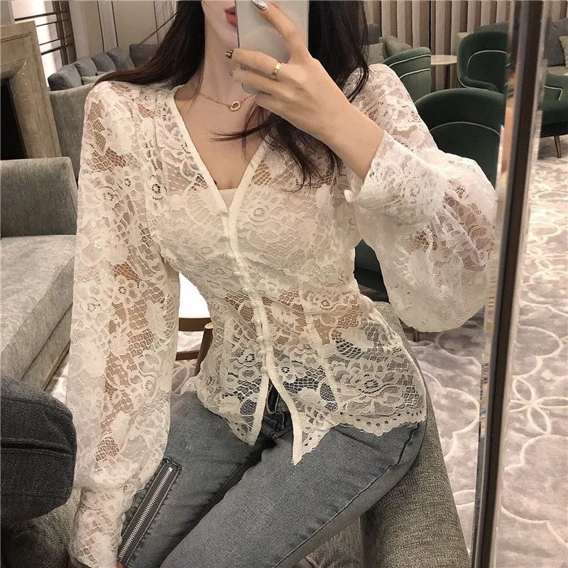 Lace Shirt Long Slevee Blouse 1257 (XS-XL)