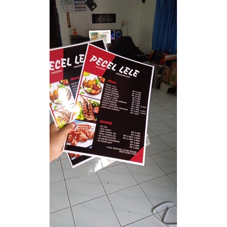 

daftar menu desain gratis dengan kertas foto dan laminasi bolak balik