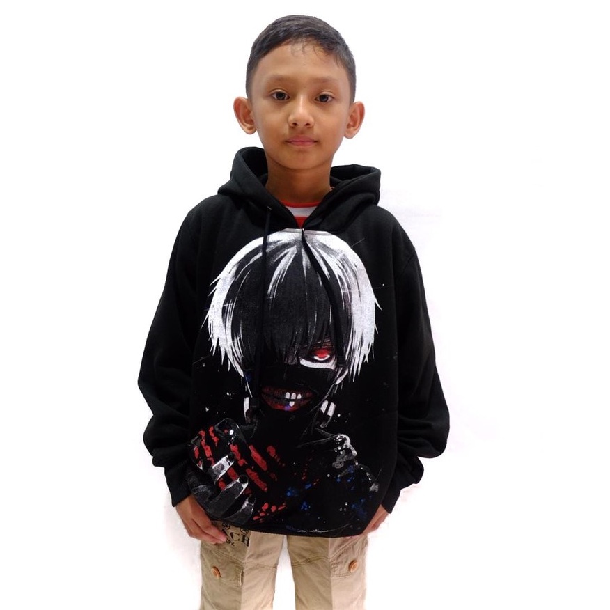 Kaneki Ken Jaket Anak 6-11 Tahun Hoodie Tokyo Kaneki Ghoul Anime Wibu Naruto