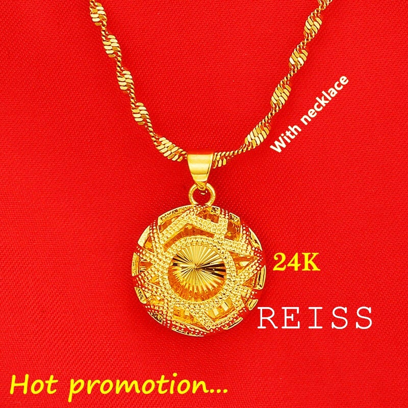 Kalung Rantai Emas 24K 100% Original Dengan Liontin Hati Untuk Wanita