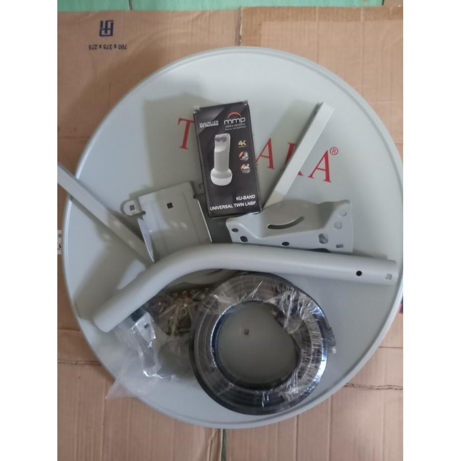 Antena parabola ninmedia 45cm lnb 2 out tanpa receiver kabel 1x