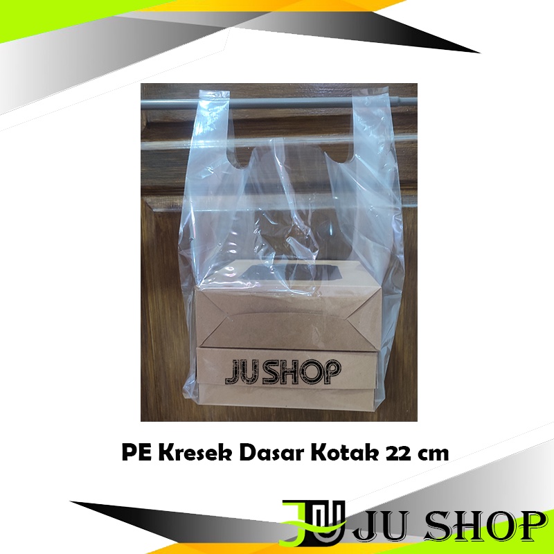 ECERAN PE 22x22 cm Kresek Bening Dasar Kotak 22 cm Box Cake Dus Dos Tart Kotak bahan Transparan Tebal