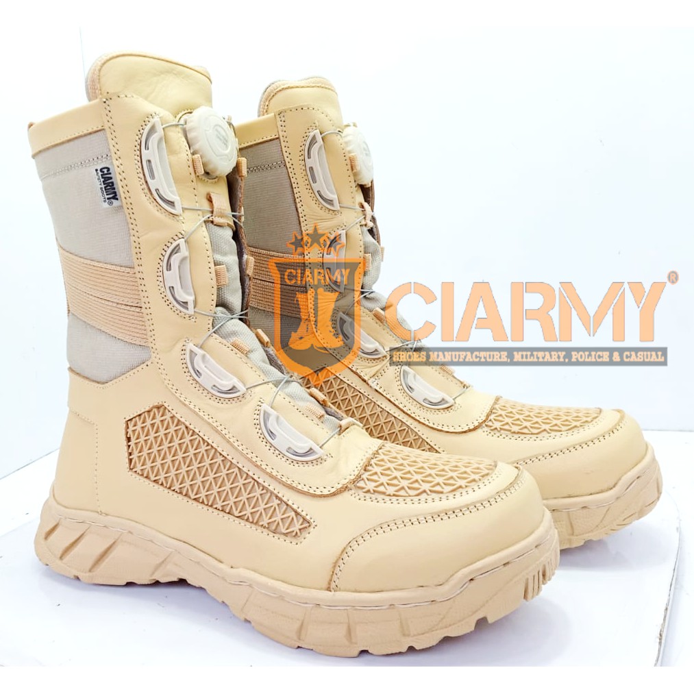 Sepatu PDL Tali Putar GURUN Ciarmy Asli Kulit Type C-097-G