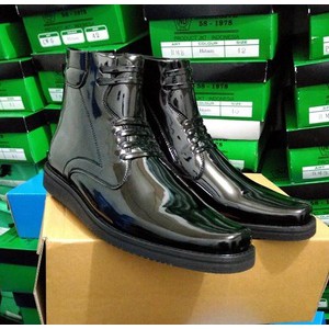 Sepatu PDH kulit asli seleting kilap 6"