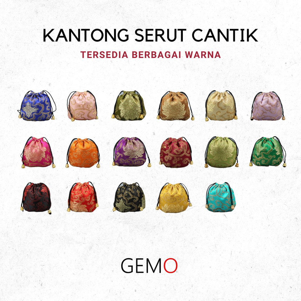 KANTONG KAIN SERUT UNTUK PERHIASAN AKSESORIS KOSMETIK SOUVENIR / JEWELRY POUCH BERBAGAI WARNA MURAH