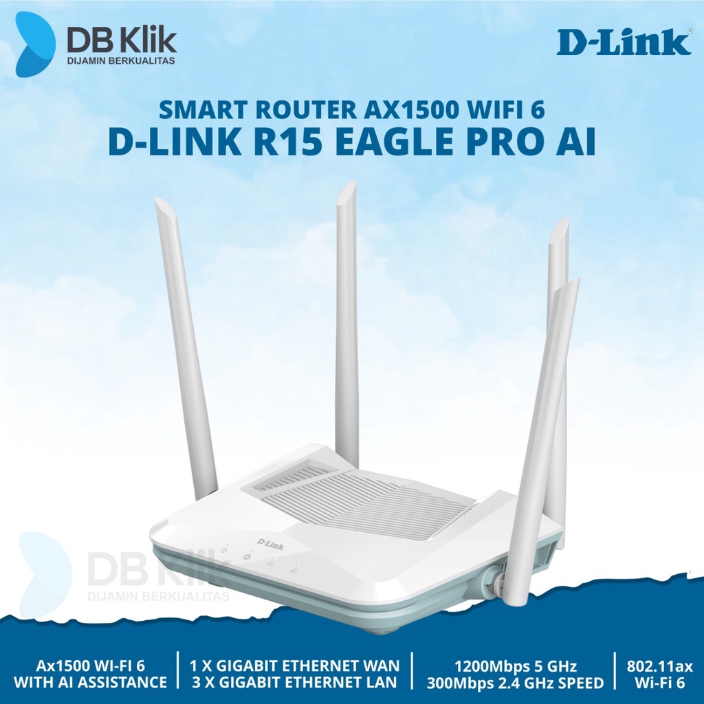 Smart Router D-Link R15 EAGLE PRO AI AX1500 WiFi 6 - DLink R15 Mesh