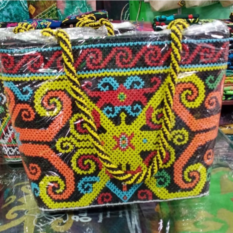 Tas Etnik Manik Dayak Premium Besar Unik Cantik Handmade Balikpapan Kalimantan