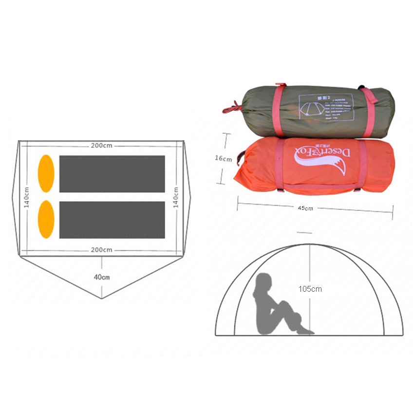 Tenda Camping Backpacking Outdoor Tent Double Layer 2 Orang