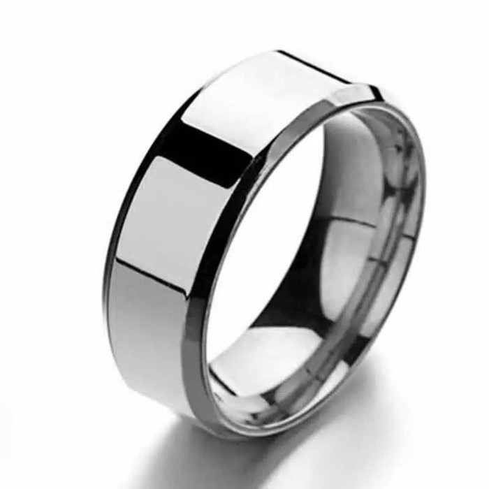 Cincin Titanium Polos Hitam Silver Emas Biru Lebar 6mm Anti Karat Fashion Wanita/Pria