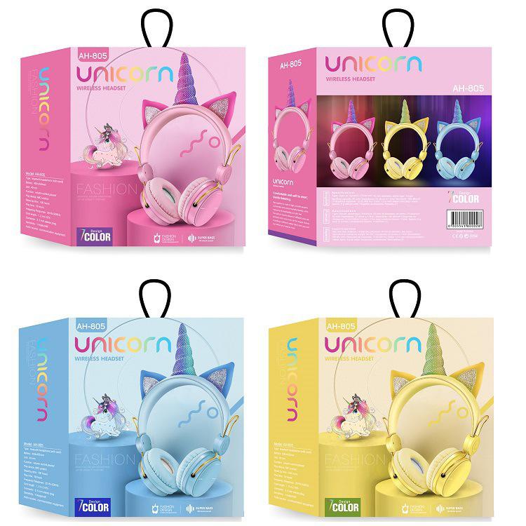 AH-805 Headphone Bando Bluetooth Anak Cute Unicorn