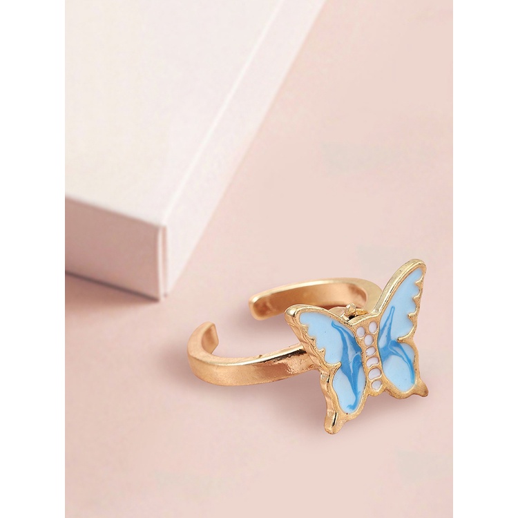 Butterfly Cincin Desain Kupu-Kupu Bunga Hati Dapat Berputar Untuk Wanita