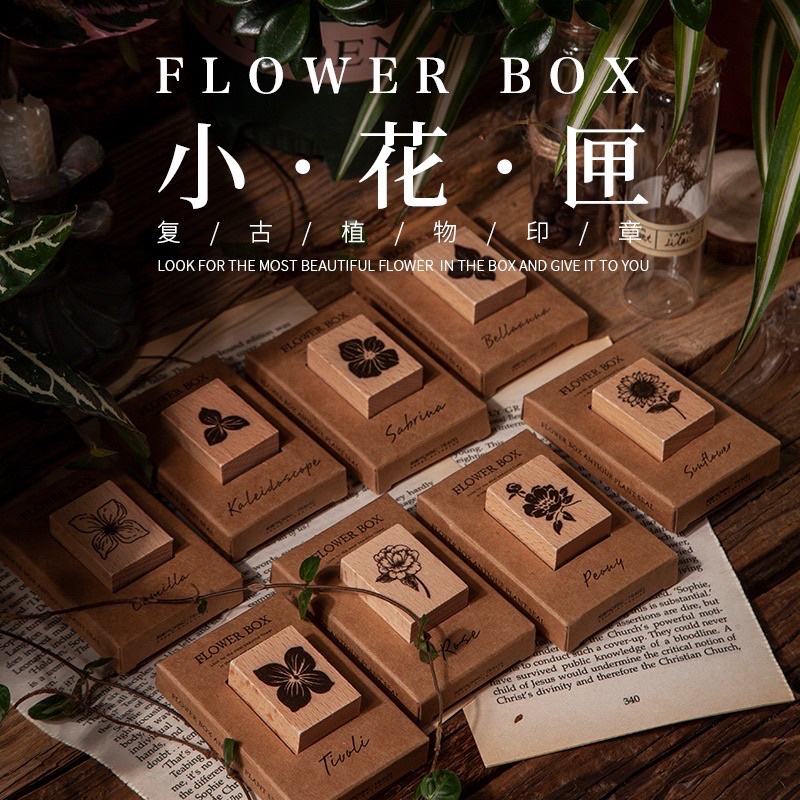 

wooden stamp / setempel kayu flower for scrapbook journal journaling bujo