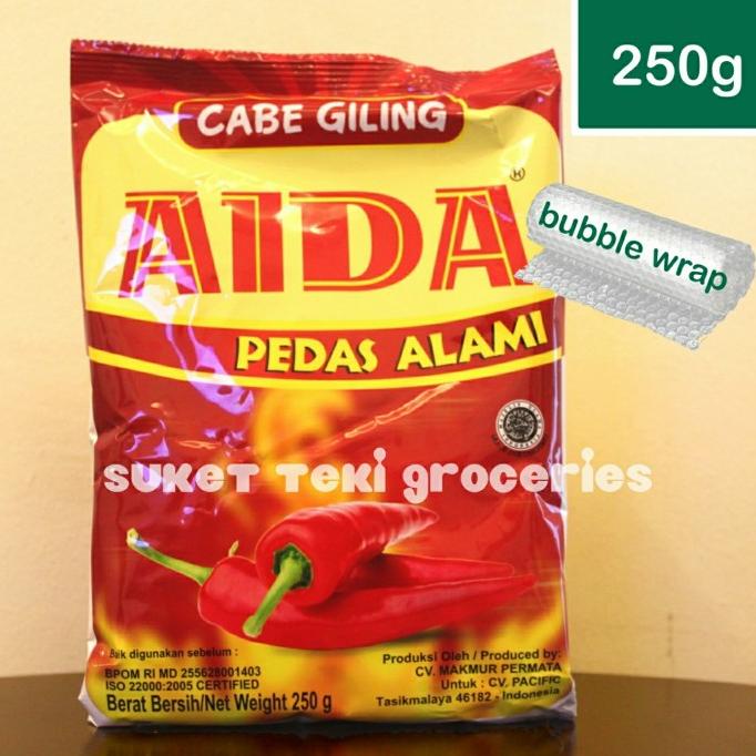 

Bubuk Cabai Cabe Aida Giling Halus 250 gr Serbaguna Pedas Alami