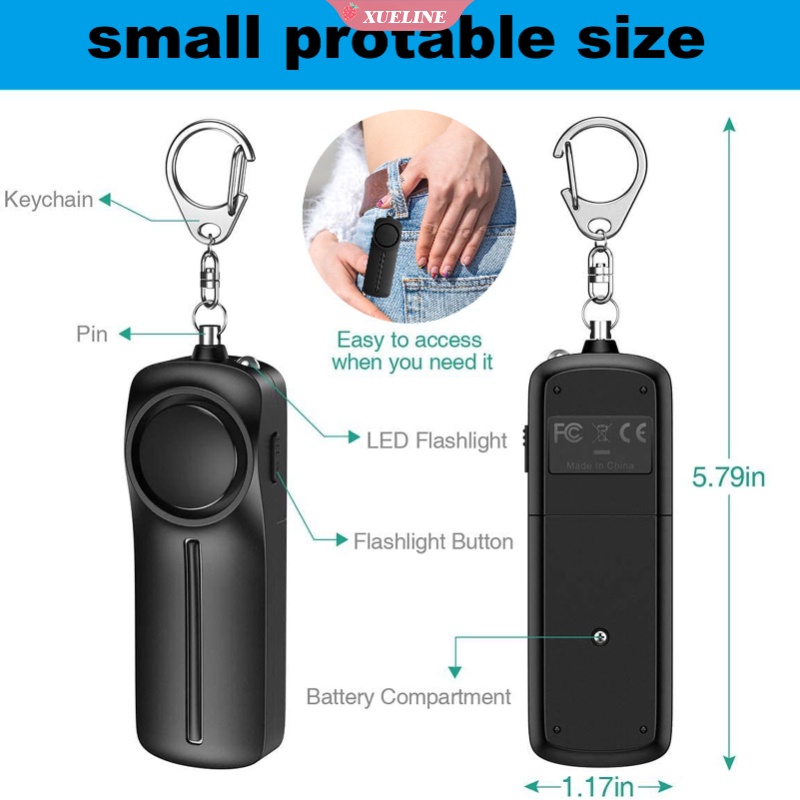 1pc Gantungan Kunci alarm Bela Diri 130dB Dengan Lampu LED SOS Untuk Keamanan Pribadi Anak / Orang Tua