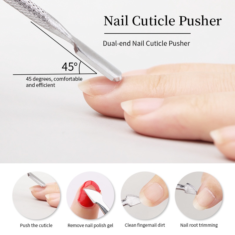 1pc Alat Pendorong Kutikula Dua Sisi Untuk Desain Nail Art DIY