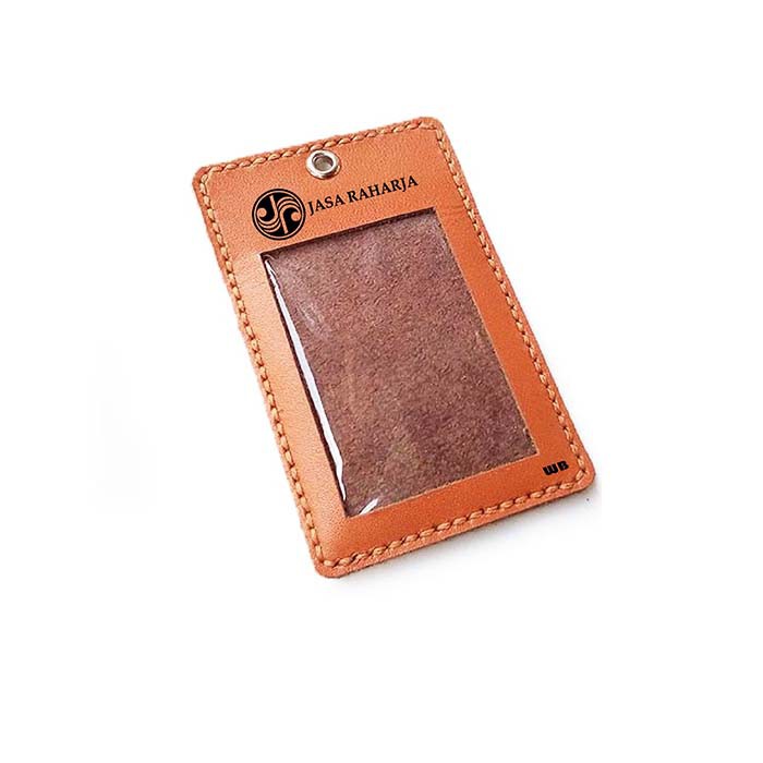 

Name Tag Id Kulit Asli Logo Jasa Raharja Warna Tan - Tali Id Card -