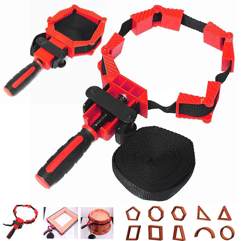 Bisa COD Alat Penjepit Bingkai Kayu Adjustable Rapid Corner Clamp Strap Band 4 Jaws - ACAMPTAR ACM25