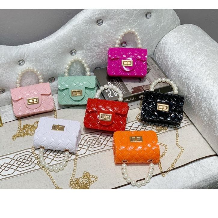 ☟ TAS JELLY GLOSSY MINI ANYAM PEARL | TAS MINI RUBBER | TAS JELLY MINI MUTIARA ➥