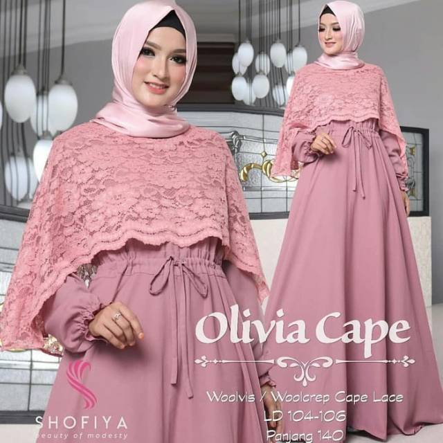 Olivia cape dress gaum gamis brokat