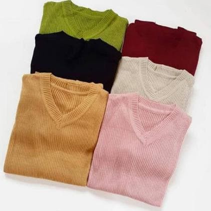 [✅COD]SWEATER RAJUT WANITA || BOXY V-NECK PREMIUM