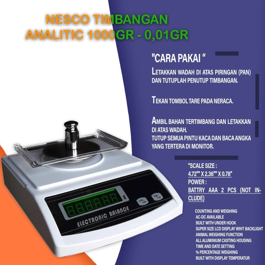 Timbangan Analitik/Analitic Scale 0.01-1000gr