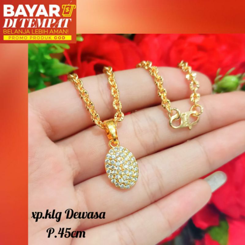 Kalung+Liontin Dewasa Rantai Nori ukir&amp;liontin permata zircon oval,tidak Karat