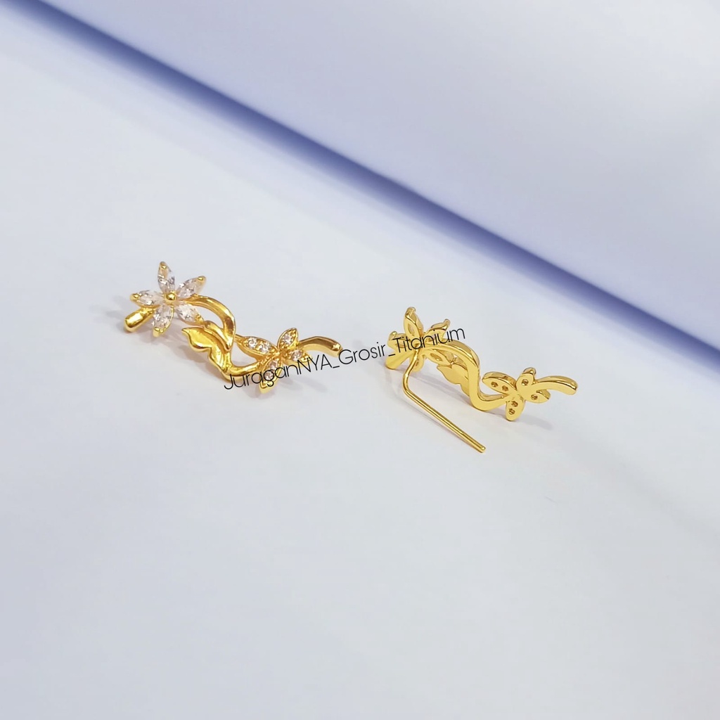 ANTING TITANIUM JALAR FASHION PERMATA PERHIASAN EMAS KOREA ANTI KARAT&amp;ANTI LUNTUR 316 SUPER TRENDY