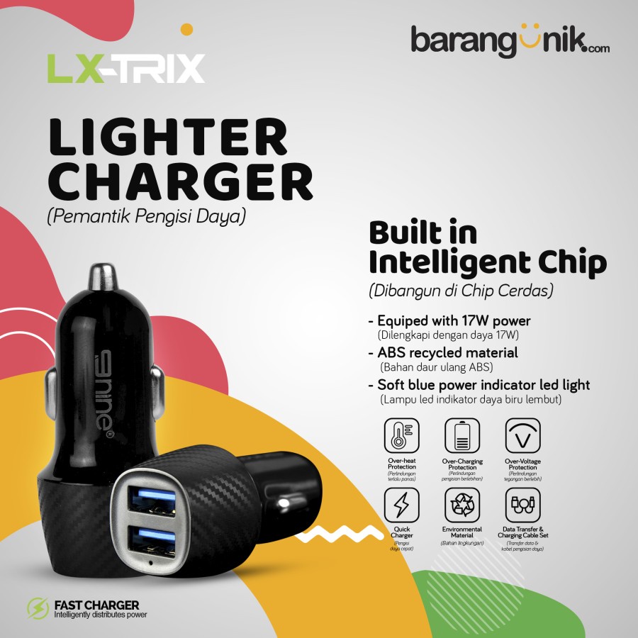 LIGHTER CHARGER NINE SAVER CAR USB 17watt Quick Charger