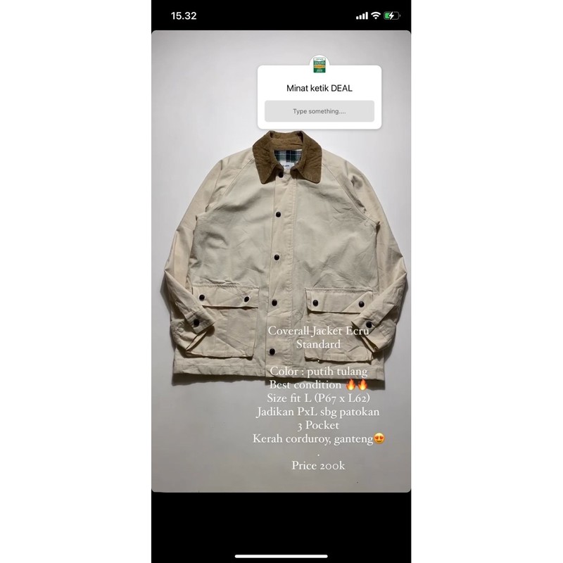 Coverall Jacket Ecru Standard 1828