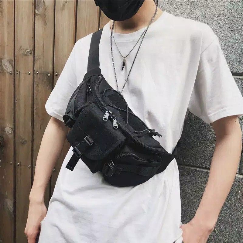 ARG Tas Selempang Pria Sling Bag Army Tactical Waist Bag Dada Cowok Loreng Hp Kecil Paha Pinggang