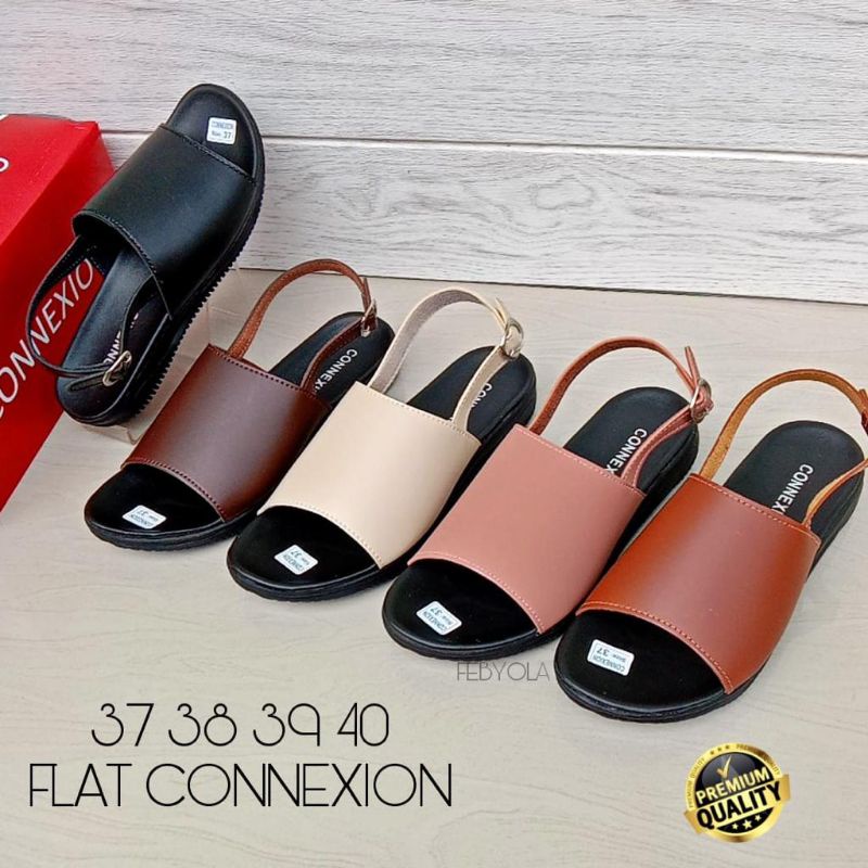 Connexion By Fabyola | Original | Sandal Wanita Terbaru Kekinian | Sandal Flat Tali Belakang | Sanda