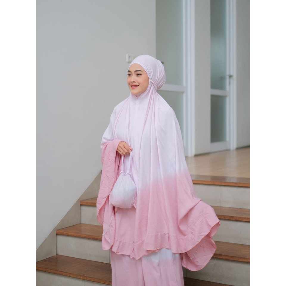 Mukena Bali Tie dye Dewasa Jumbo Rayon Smoke Gradasi