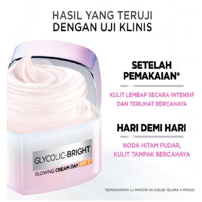 [BPOM] L'Oreal Paris Glycolic Bright Glowing Day Cream SPF17/18 50ml 100%Ori Krim Siang Glyco Loreal