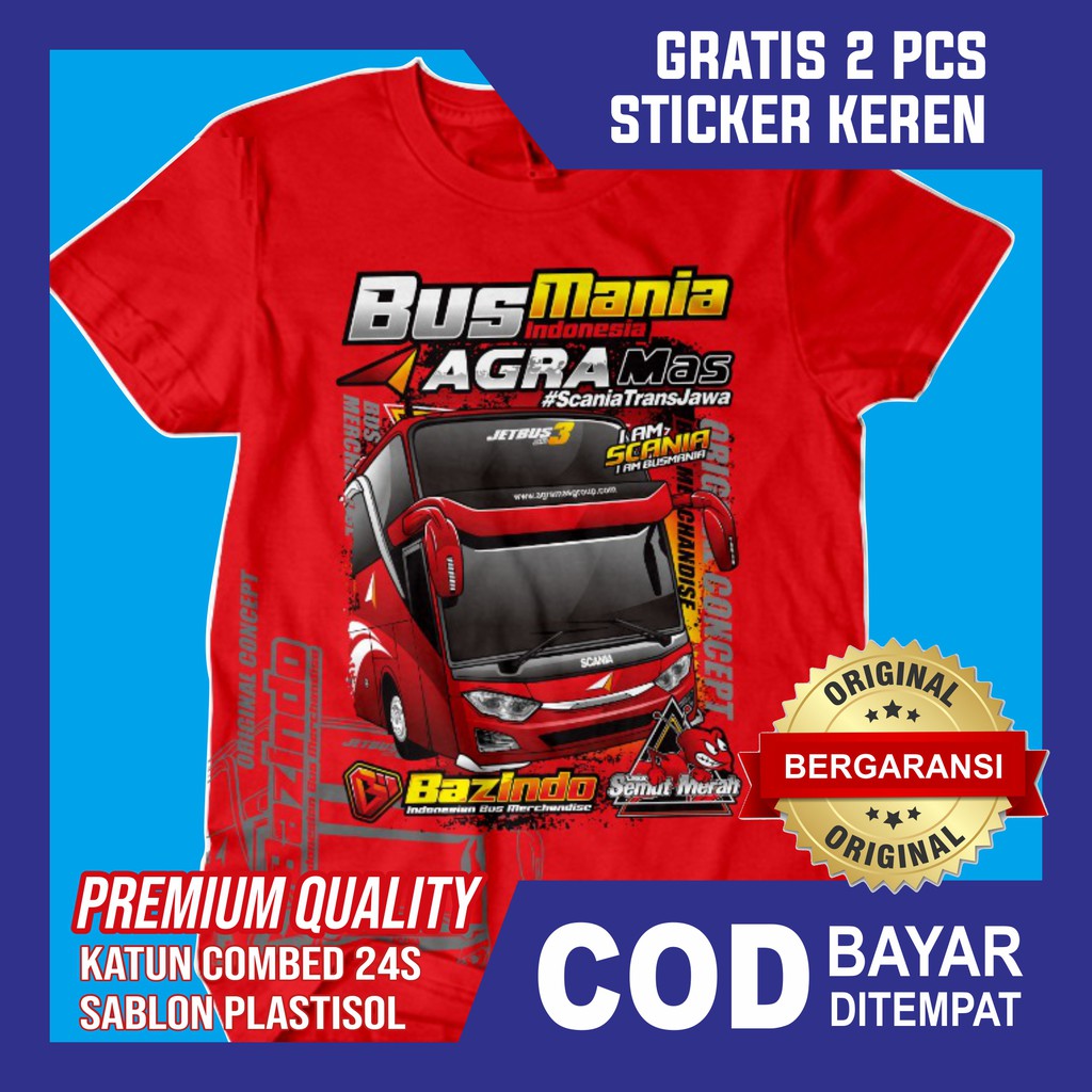 Kaos Pria Distro Kaos Bus Mania Baju Kaos Bismania Baju Bus Agramas Original