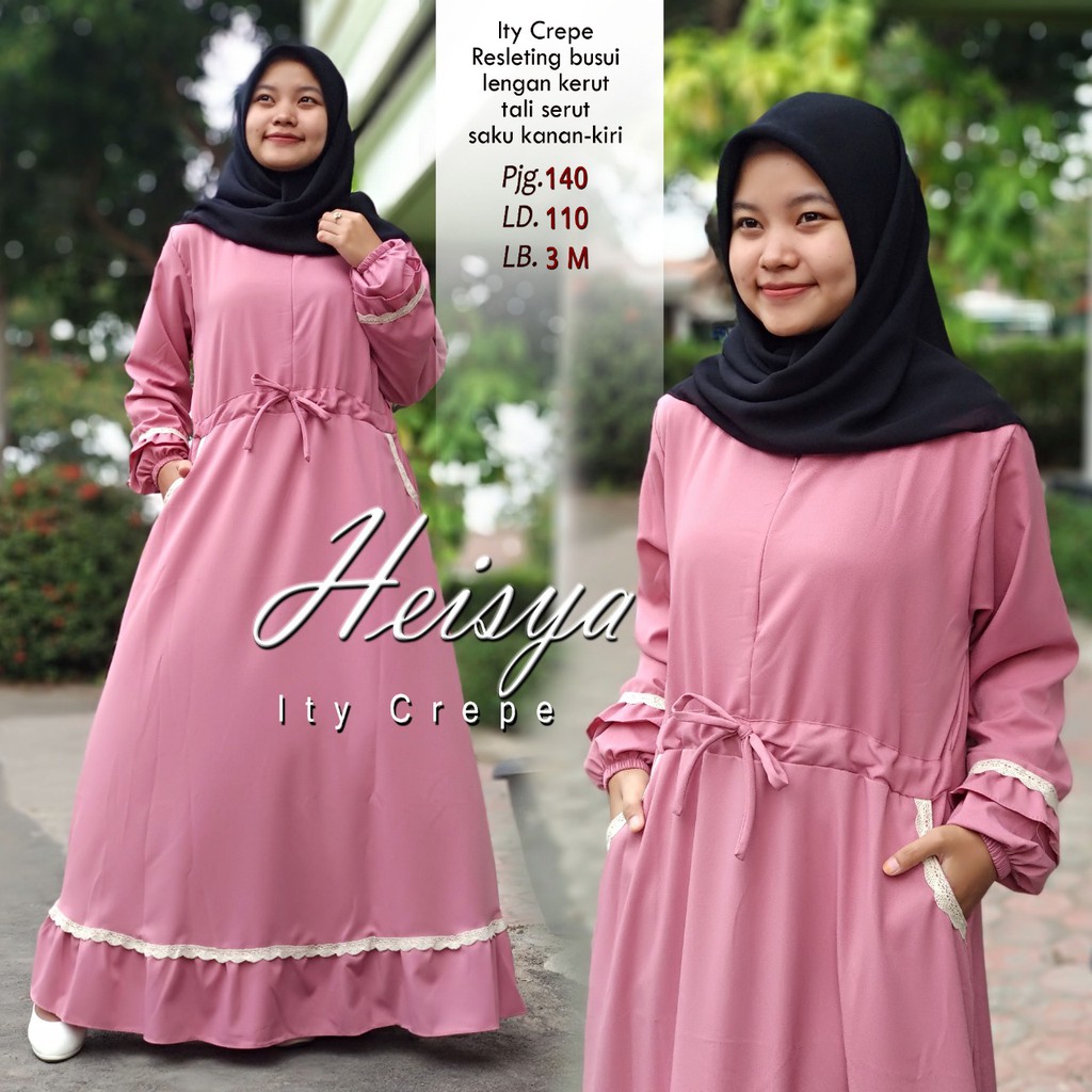 Gamis Heisya M, L, XL, Ity crepe Basic