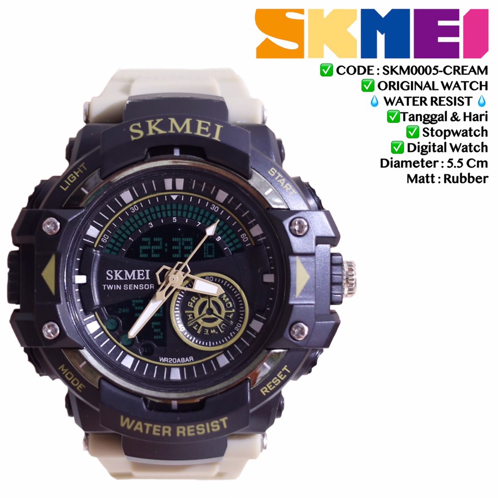 Jam tangan dual time analog digital grosir ecer murah import free LIMITED STOCK SKM5