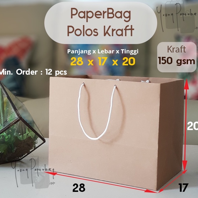 

NEW Paperbag / Tas Kertas / Paper Bag Polos Kraft Panjang 28 x 17 x 20