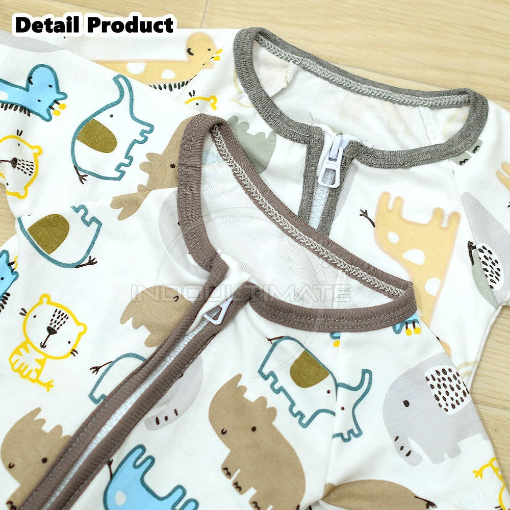 1Pcs Jumsuit Bayi NEWBORN DS-120  Jumper Bayi Baru Lahir Full Resleting ZOO SERIES BABY LEON Jumpsuit Bayi Cotton Double Knit Baby Sleepsuit Baju Tidur Bayi Pakaian Bayi Baju Harian Anak Bayi Balita-5